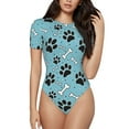 thumbnail image 1 of Fotbe Cute Dog Footprints Body de Mujer con Cuello Redondo y Mangas Cortas, Sin Mangas Ajustado, Suave, Cómodo y Básico-Medium, 1 of 7