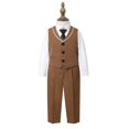 thumbnail image 3 of Fsqjgq Baby Boy Clothes 2-3 Years Outfits Children's Suit Boys English Gentleman Vest Set Piano Hosting Performance Dress Flower Boys Weekend Birthday Suit Boys Suit Fall Outfits For Toddler Boys, 3 of 5