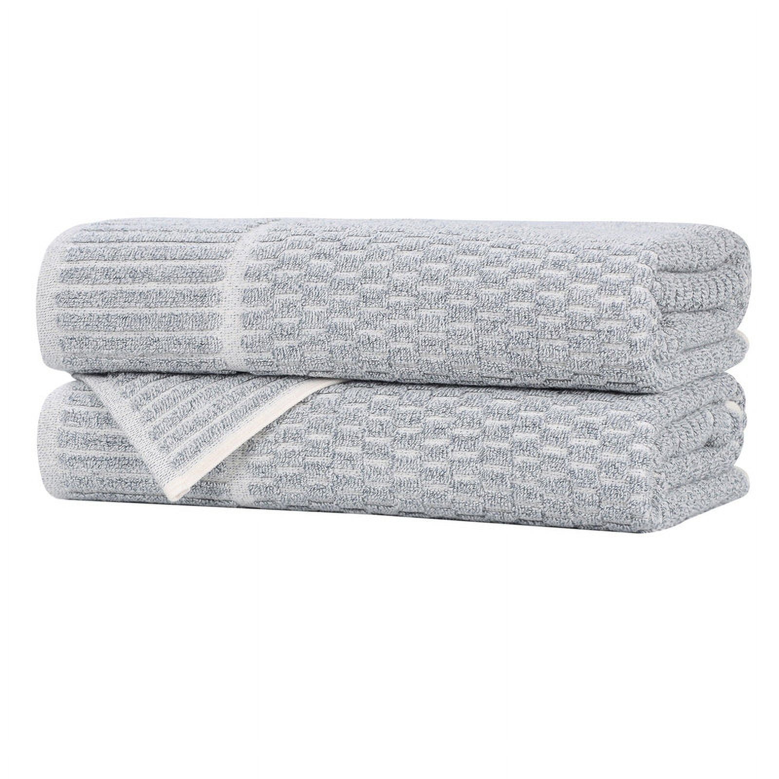 Superior Juno Viscose Cotton Blend Medium Weight Bath Towels, Set of 2, Denim Blue