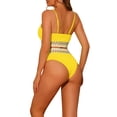 thumbnail image 3 of Conjuntos de bikini de talle alto para mujer, dos piezas con tirantes ajustables, traje de baño color amarillo pequeño, 3 of 5
