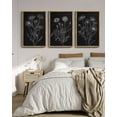 thumbnail image 4 of Black White Flower Wall Art Bohemain Botanical Prints Artwork Vintage Minimalist Floral Wall Hanging Decor for Office Dining Room Hallway 24x36in Natural Framed, 4 of 8