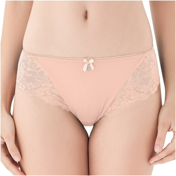 Lace Panties for Women Ropa Interior Mujer Breathable Mid Waist Briefs Sexy Comfy Panties G Thong Lingerie Transparent Pink - Walmart.com