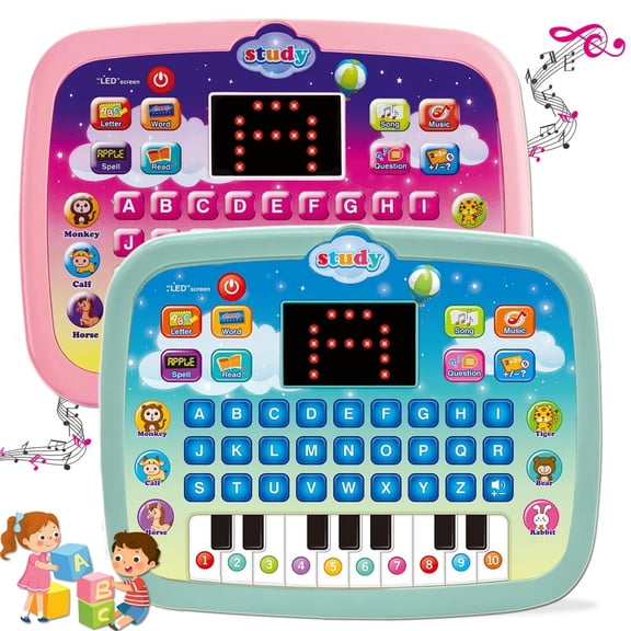 Kids Tablet Toddler Learning Pad with LED Screen Teach Alphabet Numbers Word Music Math Early Development Interactive Electronic Toy for Boys & Girls 3 Years