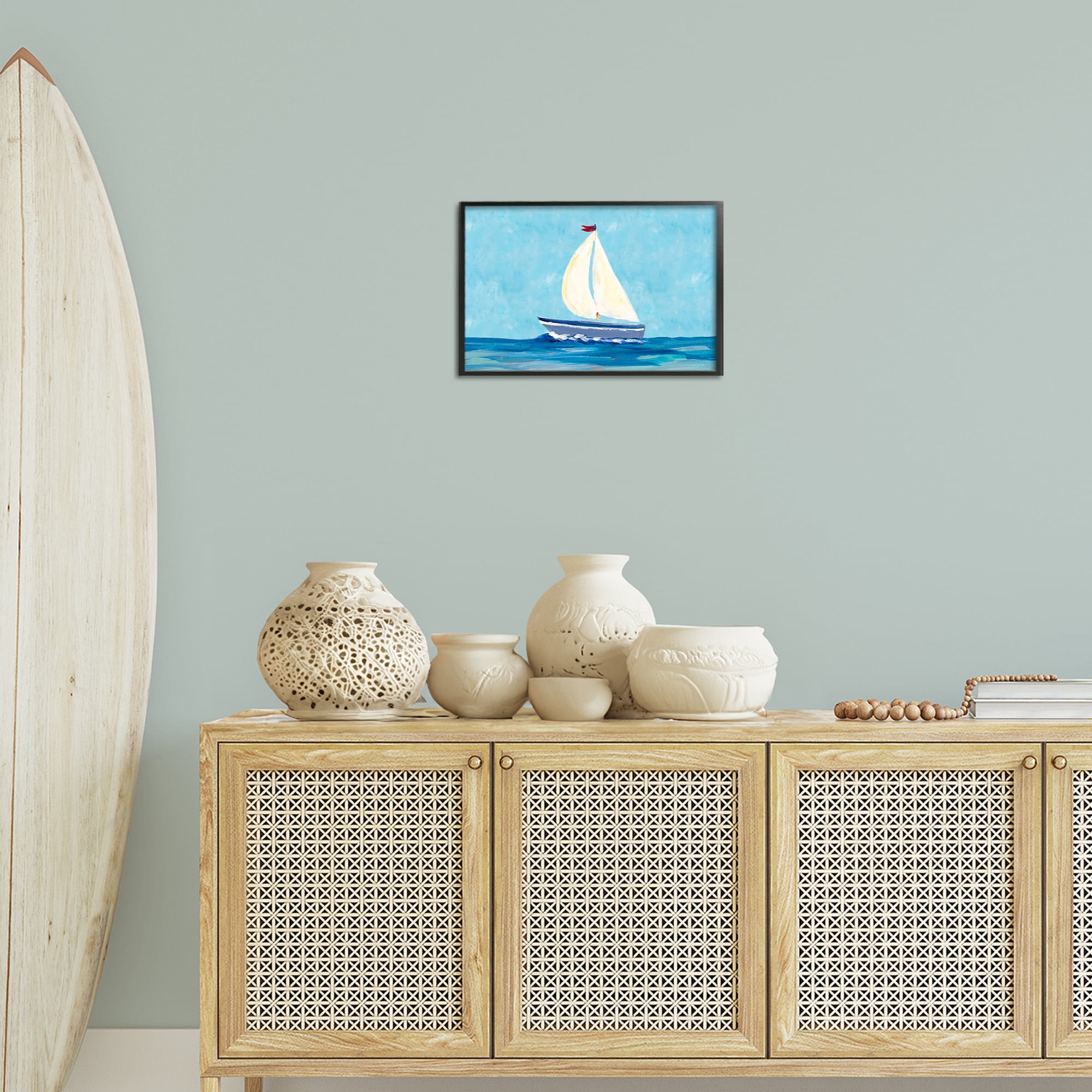 Stupell Industries Sail The Sea Transportation Painting Black Framed Art Print Wall Art, 18 x 12