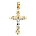 thumbnail image 3 of TGDJ 14K Real Fine Gold Two Tone Linear Cross Jesus Crucifix Charm Pendant (25x16 MM), 3 of 5