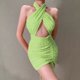 thumbnail image 4 of Mini vestido sin espalda para mujer Club de fiesta con espalda abierta Halter sin mangas Ahueca h Romacci Vestido de mujer, 4 of 7