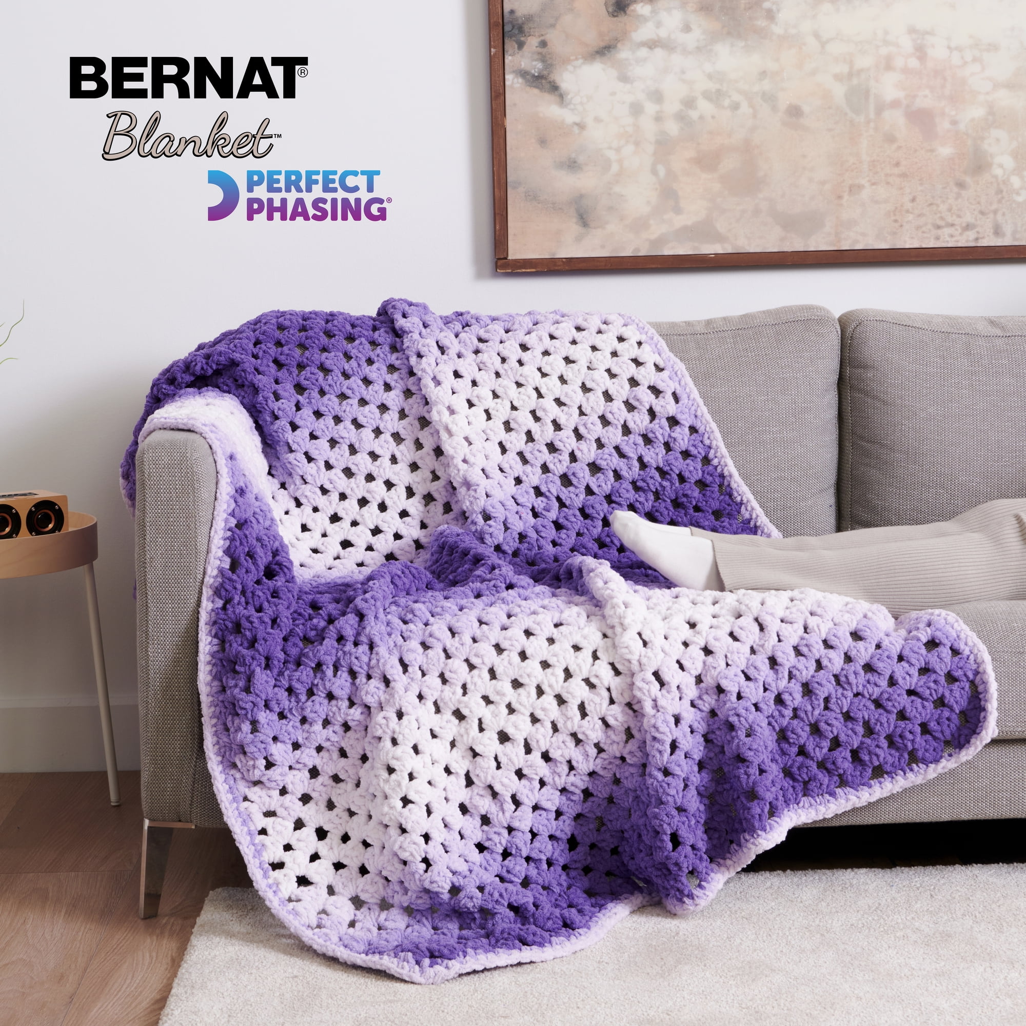 Bernat® Blanket Perfect Phasing™ #6 Super Bulky Polyester Yarn, Dark Orchid 10.5oz/300g 220 Yd