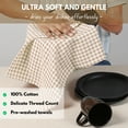 thumbnail image 6 of Native Fab 12 Pack Gingham Check Plaid Kitchen Towel - Soft Cotton - Washcloths - 16x26 - Beige, 6 of 7