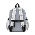 thumbnail image 3 of Geometric Square White Pattern Cute School Backpack with Padded Back and Adjustable Shoulder Straps 13.4"x11"x4.7", 3 of 5