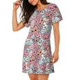 thumbnail image 2 of Fotbe Cartoon Hearts Bata de Dormir para Mujer con Estampado, Camisón de Algodón de Manga Corta, Ropa de Dormir Casual, 2 of 6