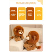 Sun Lion Plush Toy, Stuffed Lion Animal Doll, Ultra Soft Faux Fur Mane, Cute Gift 9.8 13.8