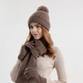 thumbnail image 2 of LIZENG Autumn Winter Solid Hat Scarf Glove Three Piece Ear Outdoor Warmth Set with Knit Warm Hat +Long Scarf+Touch Screen Gloves Set Neck Scarves for Women Men, 2 of 4