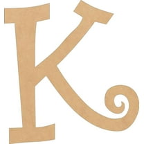 Wood Curlz Letters, Unfinished 20'' Tall Alphabet K, Wooden Craft Letter