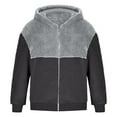 thumbnail image 6 of GrmtClth Mens Fleece Jacket Fashion Fuzzy Sherpa Full-Zip Hoodie Comfy Midweight Hooded Jacket Coats Long Sleeve Winter Thermal Outerwear 2025 Fall Winter Gray XL, 6 of 6