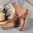 thumbnail image 5 of Miluxas Sandals Women Flip Flops Clearance: Wedge Platform Comfortable Beach Shoes Dressy Summer Sandals for Women Casual Slides Brown 7.5(40), 5 of 7
