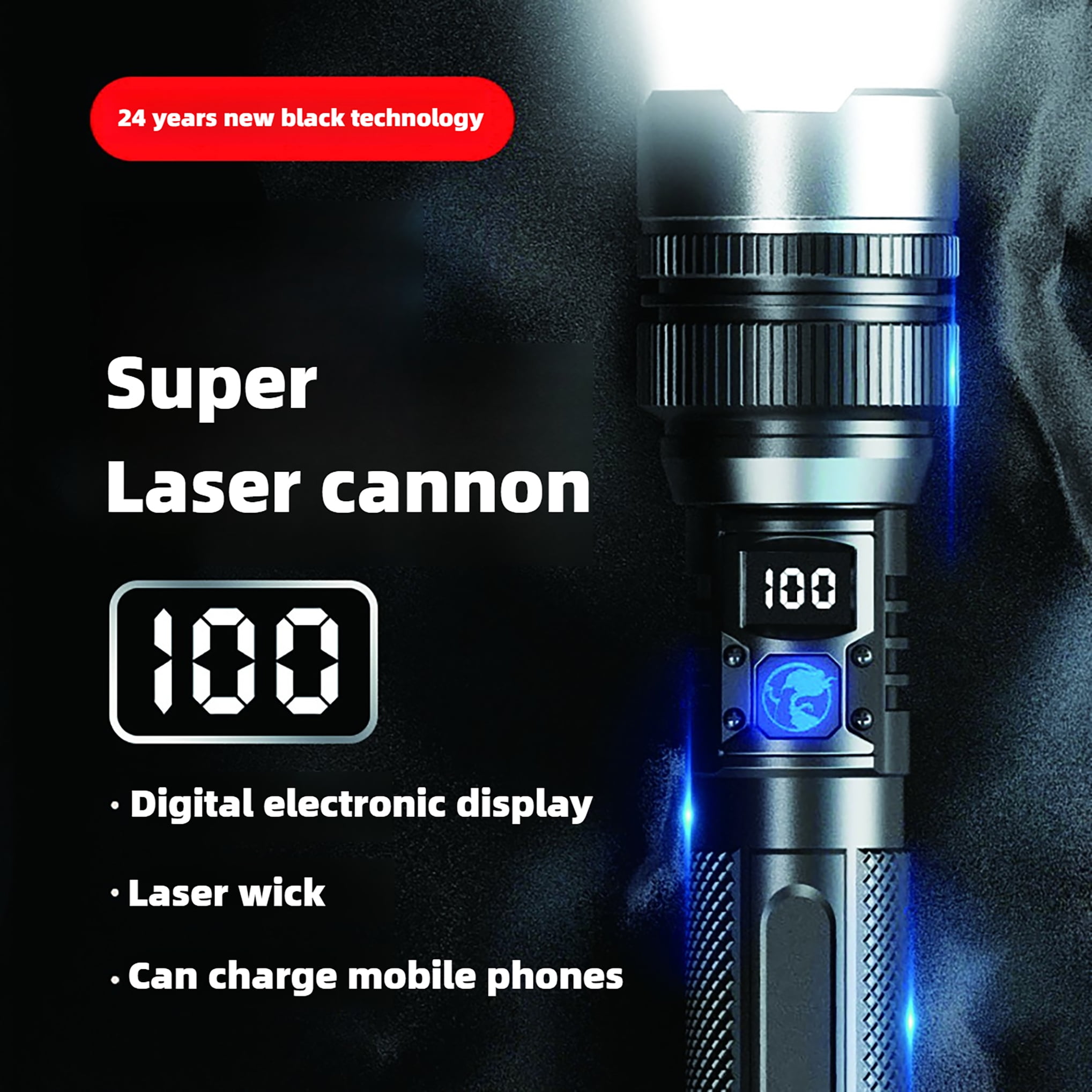 Juyafio Powerful Flashlight 150000 Lumens,USB Rechargeable