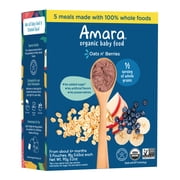 Amara Organic Baby Food Oats N Berries, No Added Sugar, Stage 2, 5 Individual Servings