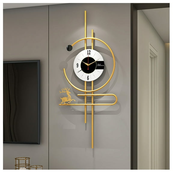 Modern Wall Clock for Living Room,Creative Large Decorative Silent Wall Clock,Metal Wall Art Decorative for Entryway/Dinning Room/Kitchen Decor