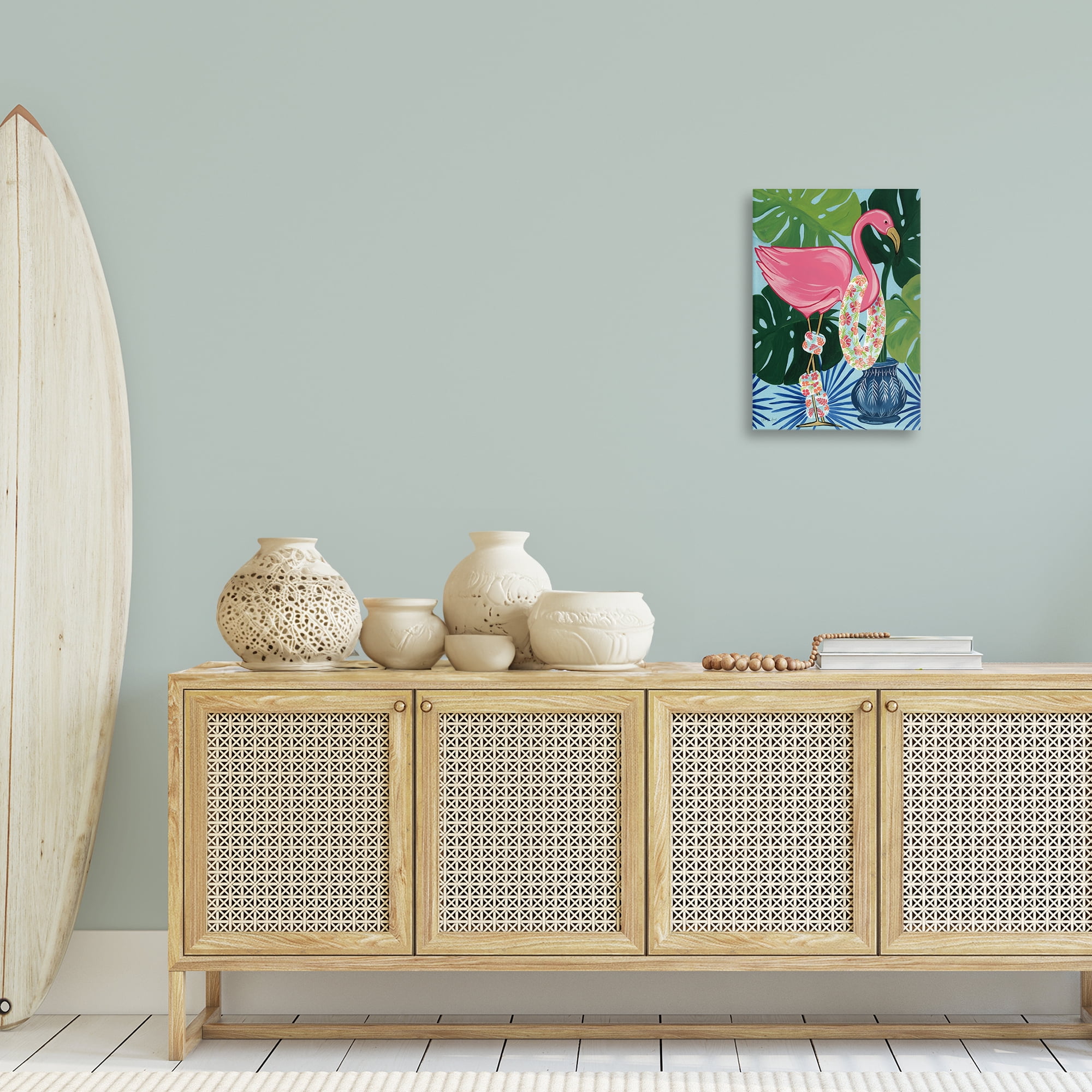 Stupell Industries Beach Ready Flamingo Animals Painting Wrapped Canvas Art Print Wall Art, 16 x 24