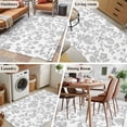 thumbnail image 6 of 2.7x5 Area Rugs, Boho Gray Flower Non-Skid Rubber Backing Large Rectangle Rugs - Living Room Bedroom Home Office, Vintage Farmhouse Leaf Spring Plant Indoor Floor Mat Carpets Washable Rug, 6 of 9