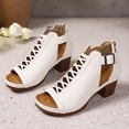 thumbnail image 3 of GERsome Women's Chunky Heels Sandals Back Zipper Slip-On Open Toe Dress Pump Sandals for Wedding Prom Party Summer Beach, White Size 9.5, 3 of 9