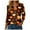 Brown, variant on Women Halloween Sales 3/4 Sleeve Tops Fall Blouse V Neck Maple Leaf Pumpkin Print Casual Loose Fit T Shirts Fashion Outfits (Brown, L)