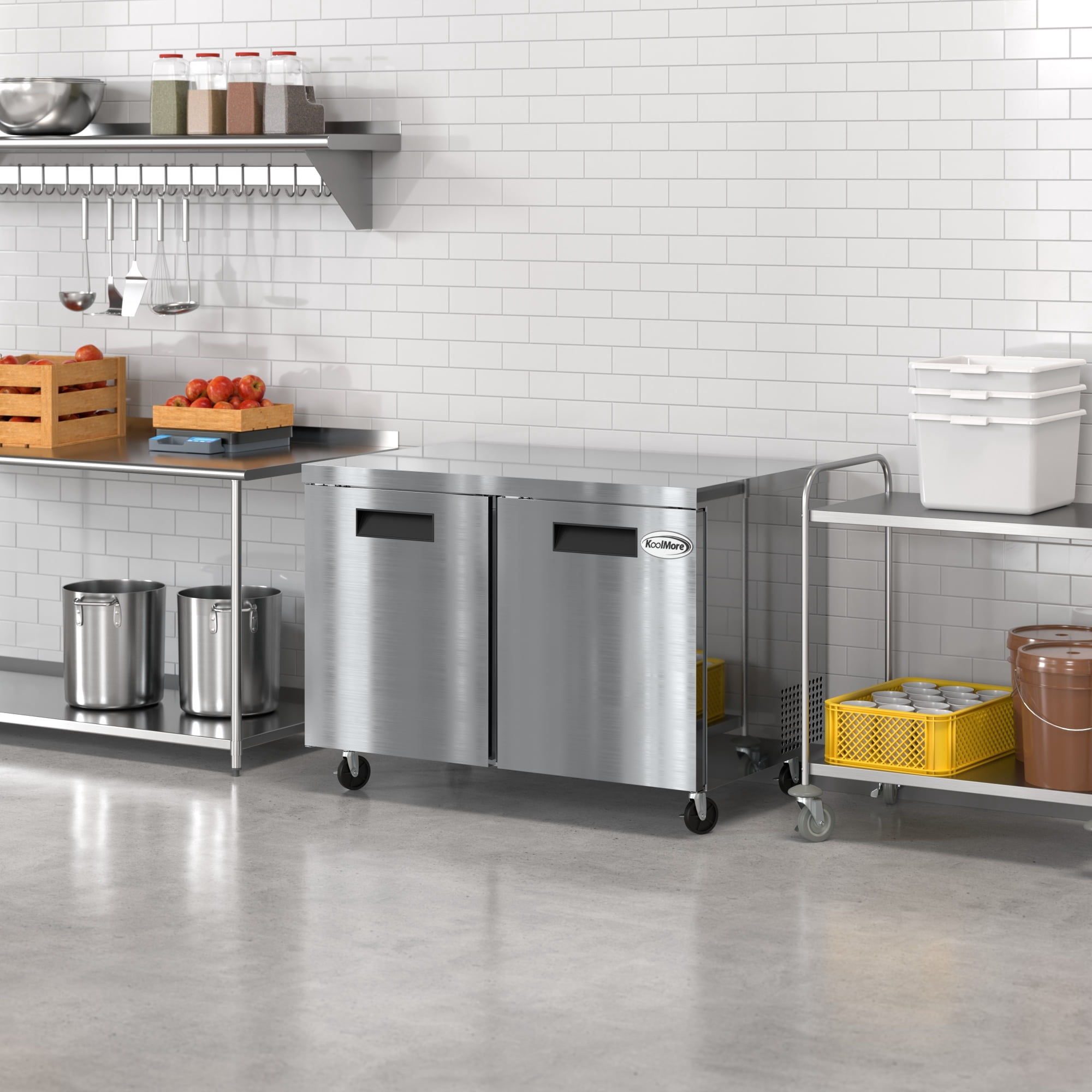 48 in. Two Door Commercial Undercounter Refrigerator in Stainless-Steel 11 cu. ft. (KM-UCR-2DSS)