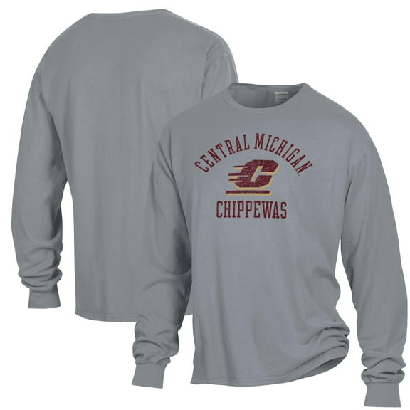 Men's ComfortWash Gray Central Michigan Chippewas Garment Dyed Long Sleeve T-Shirt