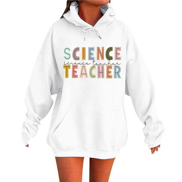 Sweat à Capuche à Manches Longues Imprimé Thème Enseignant avec Poche avant pour Confort Automne Hiver