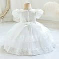 thumbnail image 2 of Gubotare Party Dress for Girls Toddler Baby Girl Tutu Tulle Dress Puff Sleeve Fluffy Cute Party Sundress (White,Size 18-24 Months), 2 of 8