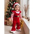 thumbnail image 3 of RUINIXCW Baby Girl Christmas Outfits Long Sleeve Ruffle Romper + Flare Pants + Hat, 3 of 8