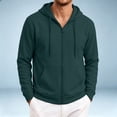 thumbnail image 6 of Qwertyu Zip Up Hoodie Men Long Sleeve Fleece Hooded Cardigan with Pocket Lightweight Loose Fit Athletic Jackets Dark Green M, 6 of 6