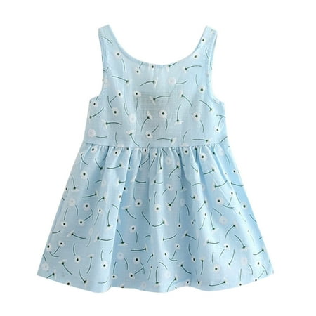 

LIhncine Girls Dresses Toddler Girls Summer Princess Dress Kids Baby Party Wedding Sleeveless Dresses Babay Toddler Girls Dresses(Light blue 4-5 Years)