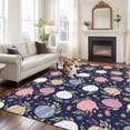 thumbnail image 4 of Rectangle Rug 5x8ft Area Rug, Easter Eggs Leaf Flower Area Rugs for Living Room Bedroom, Stripe Polka Dot Eggs on Dark Floor Mat Non-Slip Non-Shedding Carpet Indoor Accent Rugs, 4 of 9