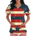 thumbnail image 4 of JULMCOMO Nurse Scrubs Top for Women,2024 Spring American Flag Stars Stripes Graphic Cross V Neck Short Sleeve Medical Shirt Stretchy Work Uniform Yellow M, 4 of 4