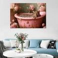 thumbnail image 3 of Mudket Leopard in Pink Bathtub with Peony Flowers Canvas Wall Art, Funny Bathroom Glam Wall Decor Pictures Waterproof Print for Bathroom Bedroom Home Decor , Framed Ready to Hang - 12"L x 8"W, 3 of 9