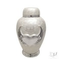 thumbnail image 2 of Cremation Urns- Dom Top Urn White Enameled with Wings of Heart Adult Urn –Best Urn for Human Ashes – Funeral Urn., 2 of 7