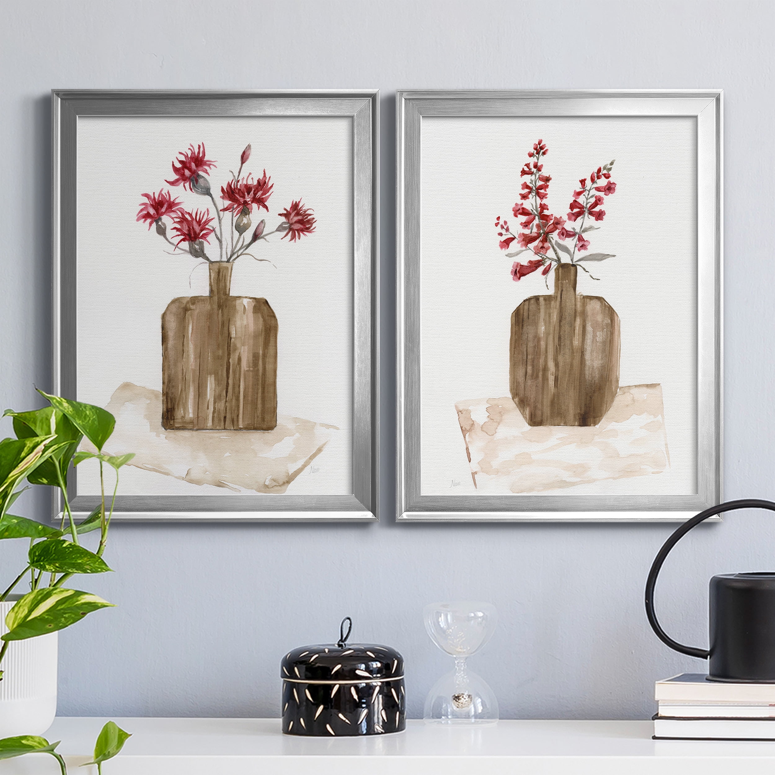 2 Piece Set Simply Country I Premium Framed Canvas - Ready to Hang - 18.5 x 24.5 Each - Silver Frame