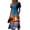 Hot Pink, variant on Tropical Sunset Print V-Neck Wrap Dress for Women - Short Sleeve High Waist A-Line Midi Summer Dress, Flowy Boho Beach Vacation Party Gown with Cinched Waist Blue L
