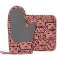 thumbnail image 2 of DouZhe Oven Mitts and Pot Holders Sets, Pink Cute Dog Prints Non-Slip Heat Resistant Kitchen Oven Silicone Glove, 2 of 7