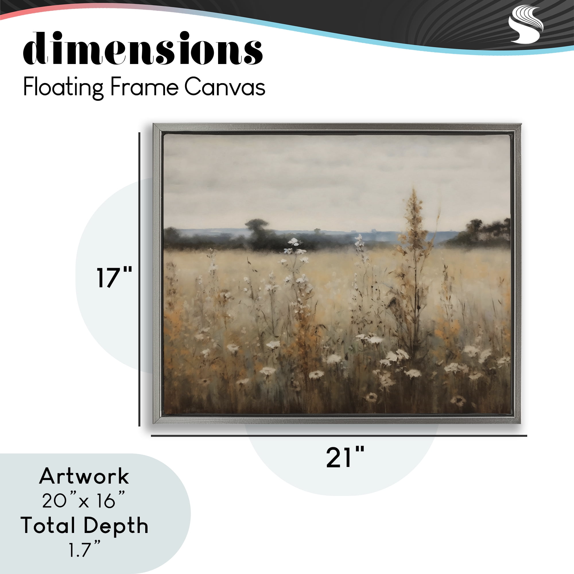 Stupell Industries Country Wildflowers in Misty Meadow Gray Framed Floater Canvas Wall Art, design by Creative Studio