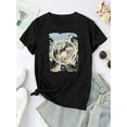 thumbnail image 2 of T-Shirt Blanc à la Mode pour Femme avec Motif Créatif de Montagne Enneigée Joyeuse - Col Rond Décontracté à Manches Courtes, Mélange de Polyester Léger, Parfait pour le Confort Estivalfête des Pères, Fête des Mères, Nouvel An, 2 of 7