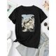 thumbnail image 2 of Women's Fashionable White T-Shirt with Creative joyful Snow Mountain Design - Casual Round Neck Short Sleeve, Lightweight Polyester Blend, Perfect for Summer Comfort, 2 of 6