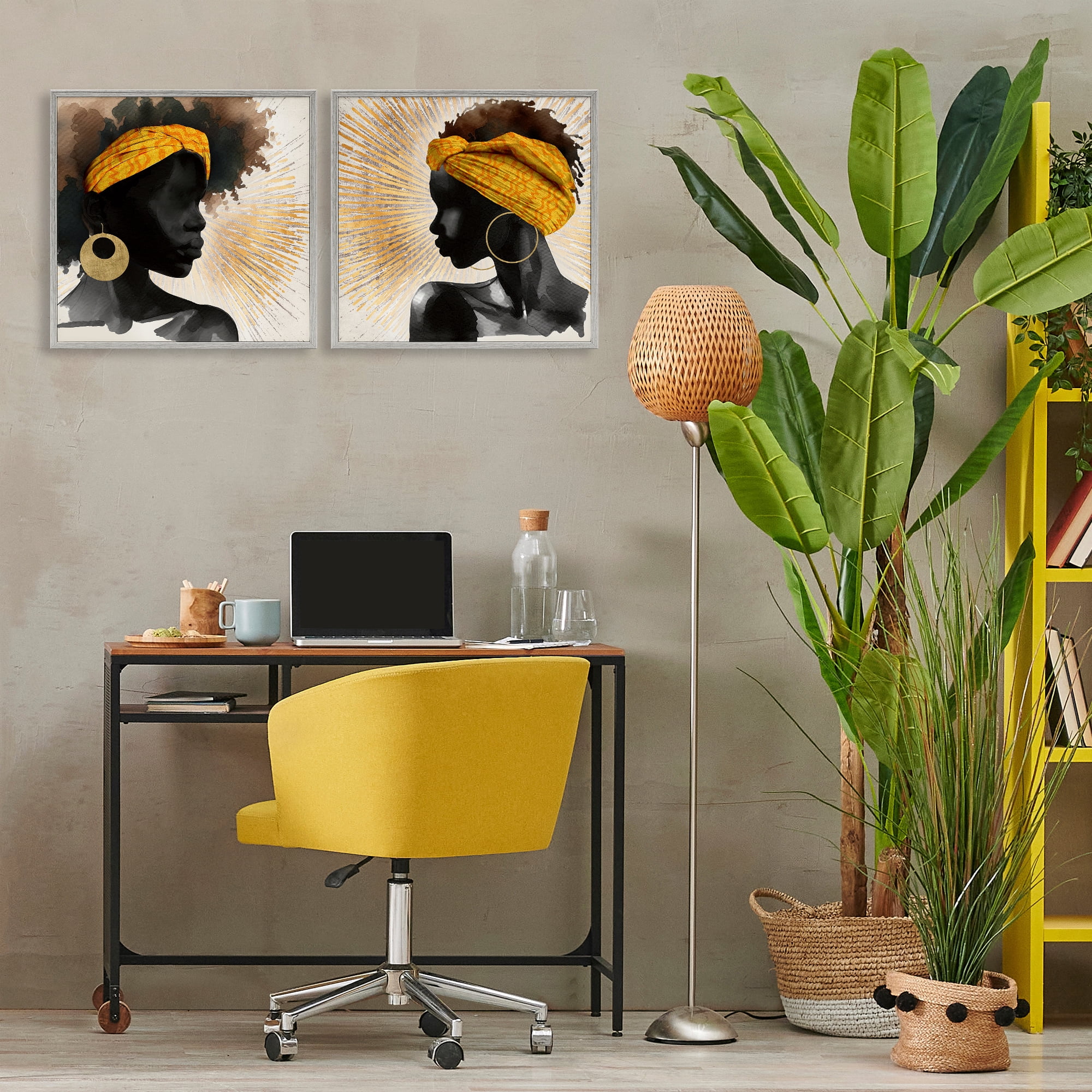 Stupell Industries Radiant Portraits Of Women 2 Piece Gray Framed Giclee Art Set, design by CAD Designs