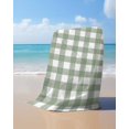 thumbnail image 4 of Sage Green Buffalo Plaid Beach Towels Oversized Super Absorbent, Farmhouse Green White Checkered Lightweight Bath Towel Quick Dry Sets For Bathroom/Pool/Rv Camping/Beach Play/Gym Room/Picnic 31"x62", 4 of 8