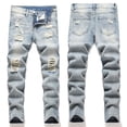 thumbnail image 3 of RUTAYY Children Boys Distressed Jeans High Street Long Denim Pants with Pocket Comfortable Stretch Casual Classic Trousers, 3 of 9