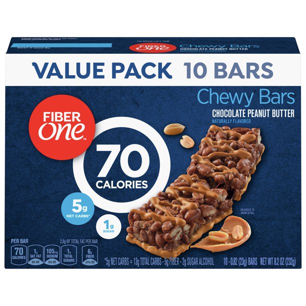 Fiber One 70 Calories Chewy Granola Bars, Chocolate Peanut Butter, 10