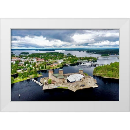 Molinari, Michele 32x23 White Modern Wood Framed Museum Art Print Titled - Finlandia-Savonlinna-Savonlinna castle and town