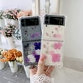 thumbnail image 5 of Galaxy Z Flip 3 Real Flower Case, Soft Clear Flexible Rubber Pressed Dry Real Flowers Case Girls Women Glitter Shockproof Floral Cover for Samsung Galaxy Z Flip 3 -Purple Flower, 5 of 17