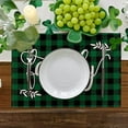 thumbnail image 6 of Smile Buffalo Check Plaid Placemats 12 x 18 Inch Set of 4, Black and Green, 6 of 7